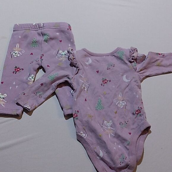 3-6 Months Garanimals Ballet Mouse Purple Matching Set - Picture 7 of 7